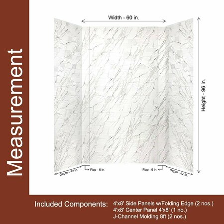From Plain To Beautiful In Hours Versa PVC Glue-up Tub & Shower Wall Panels Surround in Marble 60 in. x 96 in. 133-640-VERSA-KIT